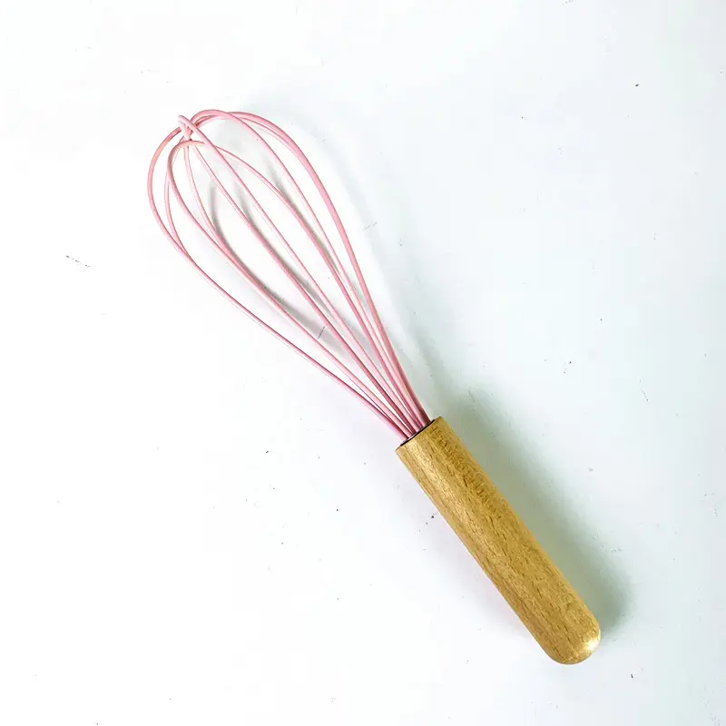 Ustensiles de cuisine en Silicone pour mélanger les œufs, fouetter, battre, batteur à œufs avec poignée en bois, vente en gros