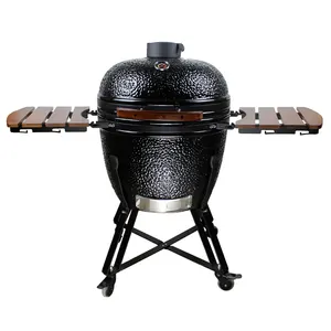 Di grandi dimensioni 29 Pollici Popolare Outdoor Forma di Uovo Nero Rotante Barbecue In Ceramica del Carbone di legna pizza Kamado bbq