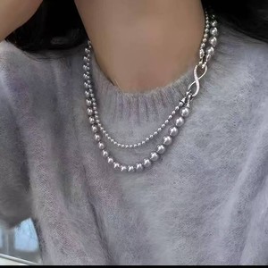 Shijia Double Layer Pearl Necklace Infinity Clasp AA Grade Glass Beads For Women Everyday Wear Jewelry Chain - Product Image 5