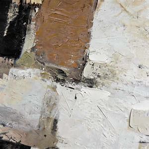 Dipinto su Tela Fatto a Mano in Stile Zen Wabi Sabi, Senza Cornice, Nero <span class=keywords><strong>Ocra</strong></span> Bianco, Blocchi Geometrici Astratti, Natura Morta, Decorazione Murale - Product Image 2