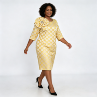Robe de luxe élégante pour femme américaine grande taille, idéale pour les affaires et l'église, en brocart – Nouvelle collection en promotion