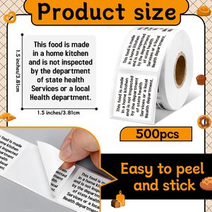 Etiquetas cuadradas de 1.5” para alimentos, impresas térmicamente, para panadería casera, pan, masa madre y empaques de alimentos caseros - Product Image 5
