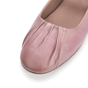 OEM ODM, style de marche doux et décontracté, conception supérieure, plis en cuir véritable, bout rond, ballerines, nouveau style, fournisseur d'appartements pour femmes - Product Image 3