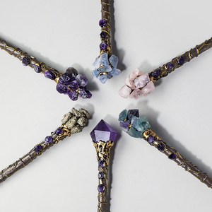 Wholesale Natural Amethyst Crystal Magic <strong>Wand</strong>, Hand Carved Gemstone <strong>Witch</strong> <strong>Wand</strong> for Altar Ritual Cosplay - Product Image 3