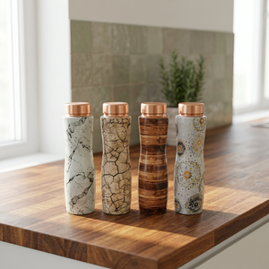 100% Real Copper Pure Copper Water Bottle with Custom Design Print Enamel Coated Dishwasher Safe Eco-Friendly OEM ODM Customized - Product Image 2