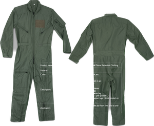 Combinaison de pilote en coton léger Vêtements de sécurité aérienne résistants aux flammes Combinaisons volantes de conception FR - Product Image 2