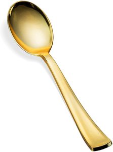 ชุดเครื่องเงินพลาสติกสีทองเครื่องใช้บนโต๊ะอาหารแบบใช้แล้วทิ้งมีดหนักช้อนส้อมมีดเงินสุดหรูสำหรับงานแต่งงาน - Product Image 2