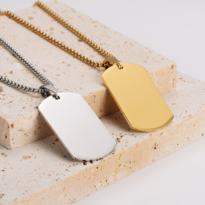 <span class=keywords><strong>Collana</strong></span> <span class=keywords><strong>con</strong></span> Ciondolo Dog Tag in Acciaio Inossidabile Personalizzabile per Incisione, Produzione su Misura - Product Image 5