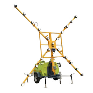 Promotion : Tour d'éclairage LED portable, mobile, sur remorque, à moteur diesel, avec mât télescopique, générateur portable, RGB, solaire, DC, pour l'ingénierie - Product Image 1