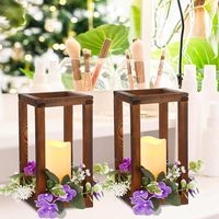 Lanterne de mariage en bois rustique pièce maîtresse bougeoirs intégrés pour décor de Saint-Valentin de Table de fête de mariage