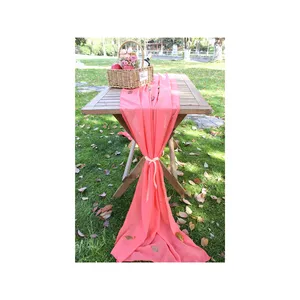 Chiffon Sheer Table Runner Coral Red Color 29 by 120 Inches Decorative Fabric for Wedding and Festival