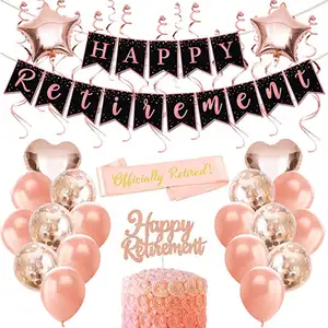 Fiesta de Jubilación oro rosa feliz decoración de fiesta de jubilación para mujeres suministros de Fiesta de Jubilación