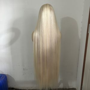 Perruque cheveux humains Full Lace 13x4 13x6 HD <span class=keywords><strong>Blond</strong></span> platine 60 Perruques de cheveux suisses européens transparents - Product Image 5