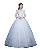 Elegante puffy di Grandi Dimensioni Sposa Ha Sposato Maniche Lunghe Abito Da Sposa