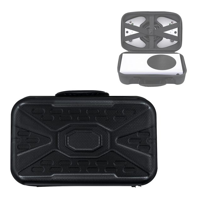 Xbox Series S EVA Waterproof Black Protective Handheld -Compact Shockproof Travel Bag for Console & 2 Controllers (30x20x13CM)