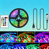 Lampu Strip LED RGB 5V USB 5050 Fleksibel Kit Lampu Latar TV dengan Remote & Kontrol Aplikasi Bluetooth Sinkronisasi Musik untuk Kamar Tidur & Gaming