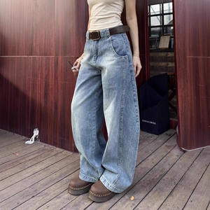 American Retro Loose Straight Scimitar <b>Boot</b> Cut Chiffon Jeans for Women New Spring Cute Sports Street Cleanfit Pants - Product Image 2