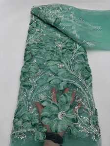 NI.AI yeni stil çiçek tasarım dantel inci dantel Net kumaş pullu boncuklu dantel renkli nakış kumaş inci dantel - Product Image 3