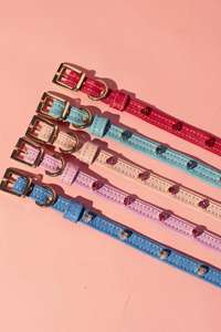 Rojo italiano con cristales de corazón cuero genuino ajustable oro Hardware elegante Collar para mascotas regalo para perro - Product Image 2