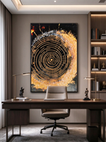 Peinture sur Porcelaine Incrustée de Strass, Art Mural Abstrait Moderne de Luxe Léger, Décoration Murale Encadrée 31.5x47.24in pour Entrée