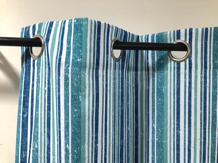 Blocking the Sun Modern European Style Blue Stripes Printed Romian Curtains for Outdoors Waterproof Outdoor Gazebo Curtains