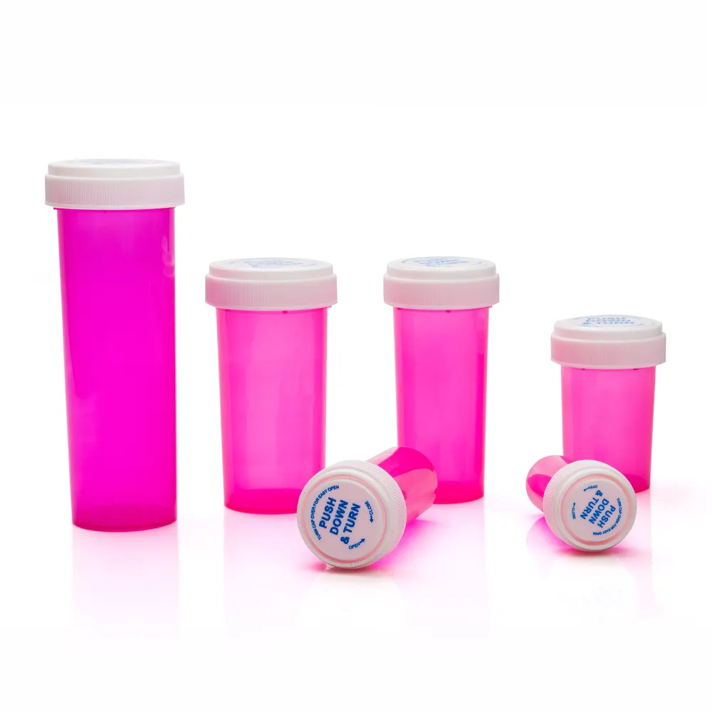 dr 13dr 16dr 20dr 30dr 40dr 60dr child resistant medicine vial containers smell proof plastic vial with reversible cap