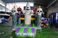 Parc de jeux gonflable commercial à thème Halloween (Maison hantée, Glissade, Obstacles, Fantôme, Citrouille) pour la location d'événements festifs