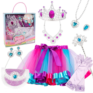 Set Principessa delle Nevi con Mantello, Tiara, Corona, Bacchetta Magica, Collana, Orecchini, Anello, Borsa e Guanti per <span class=keywords><strong>Costume</strong></span> da Festa <span class=keywords><strong>di</strong></span> Compleanno per Bambine - Product Image 5