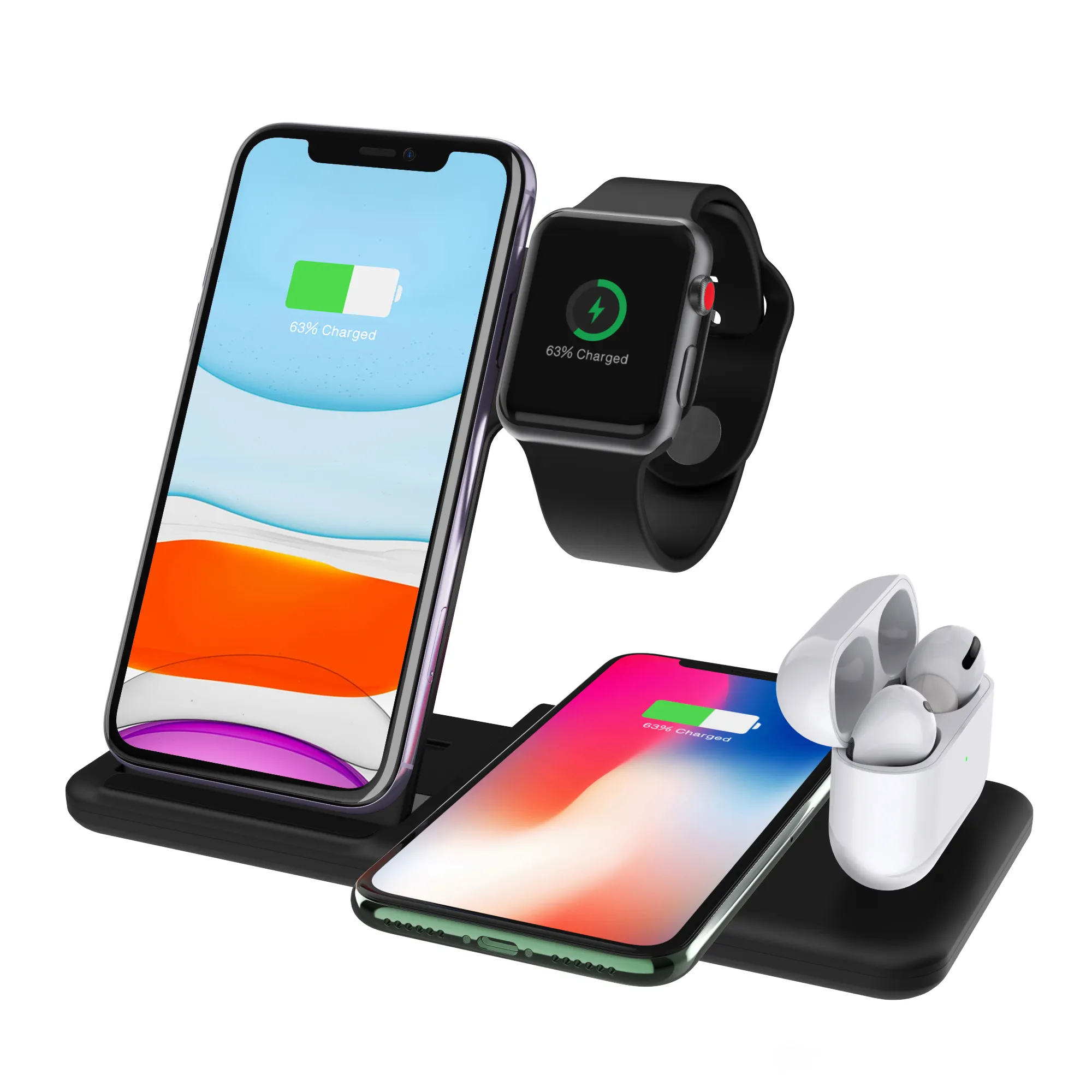 Dropshipping 15W Qi Wireless Charger For iPhone 12 Pro MAX XS XR Fast Wireless Charging 4 in 1 Stand For Airpods Pro Apple Watch