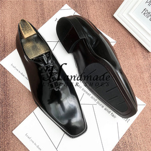 Zapatos formales de hombre de cuero genuino con corte lateral y acabado perlado, estilo británico, zapatos casuales de negocios, zapatos de novio para boda - Product Image 5