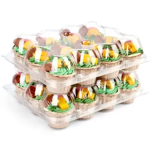 Transparente Cupcake-Gehäuse aus PET-Kunststoff im Großhandel durchsichtige Verpackung für 12-teiliges Cupcake-Gehäuse aus Kunststoff für Bäckerei