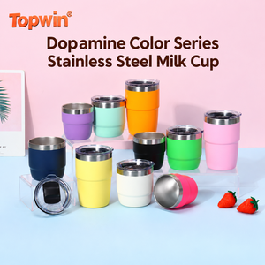 Juego de 3 Mini Tazas de Café de Acero Inoxidable 304, Vaso Térmico para Leche con Tapa, Portátil para Viajes y Actividades al Aire Libre - Product Image 1