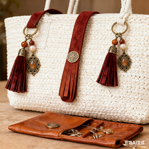 Кожаный брелок ручной работы с кисточками - Product Image 3