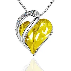 Grosir kalung perhiasan ornamen berkilau untuk wanita liontin hati cinta tak terbatas dengan hadiah perhiasan batu kelahiran kristal