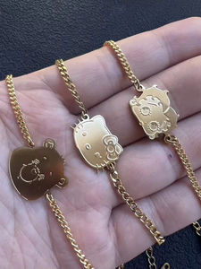 Dropshipping Fashion Jewelry Stainless Steel 18k <b>Gold</b> <b>Plated</b> Trendy Cute Cartoon Adjustable <b>Bangle</b> for Unisex Gift Occasions - Product Image 5