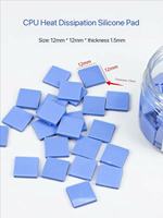 Bantalan Silikon Termal Pra-Potong 100 Buah 12X12X1.5Mm Terisolasi Konduktif Panas untuk Pendingin Elektronik CPU GPU LED