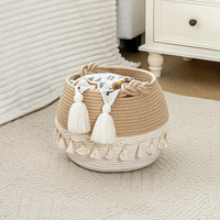 30.48cm X 22.86cm panier de rangement en corde de coton fait à la main panier Boho gland panier à linge corde de coton tissé