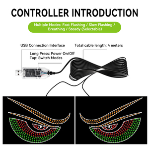 Nueva Pantalla LED Flexible para Ventanas, Resistente al Agua IP67, Luces Decorativas para Autos con Diseño de Ojo de Diablo, Accesorios Universales de 12V 5W - Product Image 5