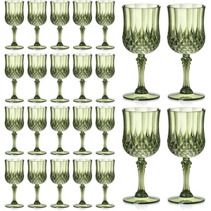 Copas de Vino de Plástico Vintage Azules, Cristalería Retro Transparente, Artículos para Fiestas y Eventos Grandes, para Recepción de Bodas - Product Image 1