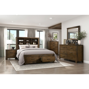 <b>Oak</b> Finish Nightstand 2 Drawers Rustic Bedroom Furniture <b>Bedside</b> <b>Cabinet</b> - Product Image 4