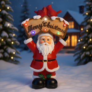 Figura de Santa Claus con Luz LED de Navidad, Juguete Decorativo de Resina de 7 Pulgadas para la Sala de Estar Festiva - Product Image 2
