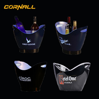 Seau à Glace LED Grande Capacité 5L 7L 8L 12L, Rafraîchisseur à Vin LED Étanche avec Changement de Couleurs, Seau Rétro pour Champagne, Vin, Glace, Bière