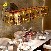 Luxuriöser Moderner Goldener Metall-Hohlleuchter Kreative Lange Lineare Pendelleuchte für Esszimmer und Restaurant