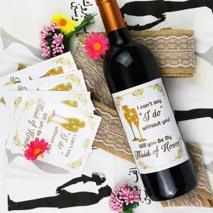 Personalized Printing Vinyl Wedding Party Red Wine Bottle Self Adhesive Sticker Label