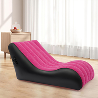 Canapé-lit gonflable en forme de S avec matelas pneumatique floqué à pompe double couche pour salon bureau camping intérieur extérieur utilisation