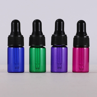 BYPE Mini et petites bouteilles d'huile essentielle de 1ml 2ml 3ml 5ml Bouteille en verre rose bleu violet vert avec bouchon compte-gouttes plat