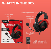 Headset Gaming HyperX Cloud II Over Ear Berkabel Terbaru, Headphone USB 7.1 Surround Hi-Fi ANC untuk PC