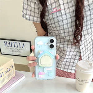 เคสโทรศัพท์แม่เหล็กติดกระจกบ้านพักตากอากาศสีฟ้าน่ารัก สำหรับ iPhone 17 Pro Max 16 15 14 ผู้หญิง - Product Image 3