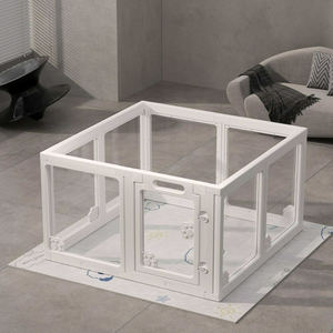 Grande barrière pour animaux de compagnie en acrylique d'intérieur, cage pliable portable pour chiots avec fermeture à bouton, conception de sécurité domestique pour chiens - Product Image 2