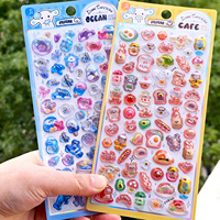 Autocollants en résine époxy mini-dôme scintillants, 4 thèmes mignons (aliments, animaux), décalcomanies 3D transparentes pour journal et décoration DIY